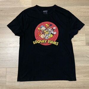 Warner Bros. Black Tee with Multicolor Looney Tunes Graphic